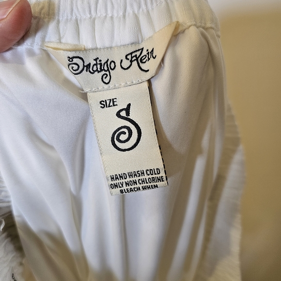 Indigo Rein white with red stripe rayon wide leg side slit beach pants size S US - Picture 8 of 10